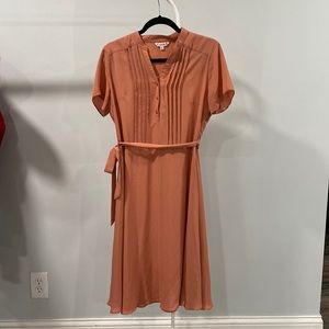 Orange Short Sleeve Midi Dress